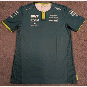 Official Licensed Aston Martin Cognizant Fourmla 1 F1 Green T-Shirt Jersey Men's
